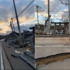 Imágenes de residentes japoneses que evidencian el colapso de estructuras tras el terremoto.