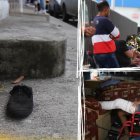 Familiares del adolescente llegaron a la morgue. Estaban desconsolados.  2. El zapato de uno de los chicos quedó en el lugar del atentado.