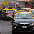 Taxistas participando en una protesta pacífica en Santiago de Chile.