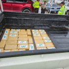 La droga estaba en un doble fondo en el balde de esta camioneta.