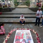 Celebración del primer aniversario de las víctimas ayer en el Parque Central de Santo Domingo.