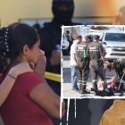 Carmen Márquez recibe el consuelo de una de sus hijas, mientras observa la labor policial.