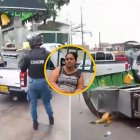 Luego de trepar la carreta a la camioneta, cayó al suelo y no la recogieron. Afectada (centro)