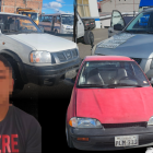 Los vehículos y el sospechoso retenidos por los agentes para las investigaciones.