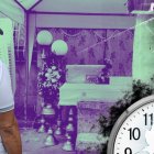 Los restos de la niña fueron velados en el portal de la casa de su abuelo. Él mira con desconsuelo su féretro.