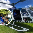 La Policía Nacional usó uno de sus helicopteros para proceder con el rescate de las personas y mascotas