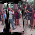 Estas dos personas fueron amarradas a un poste.