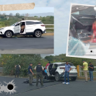 Las huellas de los disparos en el carro revelan que lo atacaron con armas de grueso calibre.