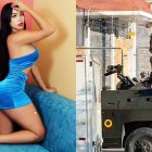 La joven guayaquileña se sacó la ropa interior sobre un carro militar.