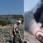 Momentos de pánico vivieron los visitantes al parque nacional de Yellowstone en Estados Unidos.