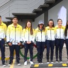 David Hurtado, David Farinango, Glenda Morejón, Rosalba Chacha, Mary Granja, Elizabeth Bravo y Silvia Ortiz, parte de la delegación ecuatoriana durante la despedida oficial.