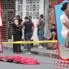 El cadáver de Jesús Molina quedó  boca abajo y en medio de la calle. Las dos victimas del atentado.