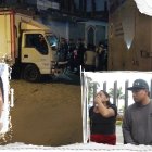 La víctima manejaba su camión cuando fue interceptada. La policía llegó al lugar. 
Familiares de Rigoberto Alcocer llegaron a la morgue. Su esposa (izda.) lloraba desconsolada.