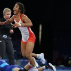 Lucía Yépez, victoriosa en semifinales de la lucha libre de París 2024.