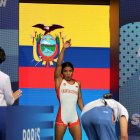 Lucía Yépez, victoriosa en semifinales de la lucha libre de París 2024