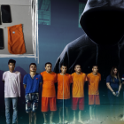 La policía presentó a los reclusos y los otros tres sujetos investigados por las amenazas extorsivas.