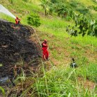 Bomberos acudieron a la emergencia en Las Palmas, Esmeraldas.