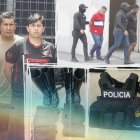 Los siete sospechosos,  entre ellos los tres servidores policiales fueron presentados en los patios del Cuartel Modelo.