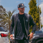 Leonardo Campana cuando llegaba a la concentración de Ecuador.