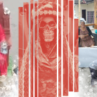 La efigie que desapareció. Fresia Gonzabay (derecha), moradora de Jambelí, testigo del hecho.