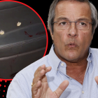 El vehículo propiedad del exprefecto Jimmy Jairala (círculo), baleado la madrugada de ayer.