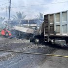 Así fue cómo quedó el bus luego del accidente de tránsito.