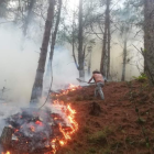 Voluntarios ayudan a combatir los incendios forestales en Loja.