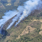 Incendio forestal en el sector de Quitahuayco, en Azuay.