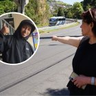 Sandra señala el lugar donde encontraron a su hijo sin vida.