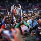 La celebración de los albos como bicampeones de la LigaPro.