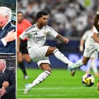 Andrés Micolta frente a Vinicius y Guillermo Almada saludando a Carlo Ancelotti.