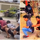 Los policías obligaron a los jóvenes a dar varias vueltas al parque en posición de cuclillas.