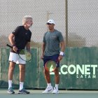 El capitán Raúl Viver en el entrenamiento de la Tricolor con Gonzalo Escobar.
