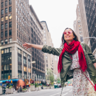 Turista disfrutando en Nueva York, Estados Unidos.