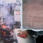 El panfleto dejado junto al féretro del Cejón.