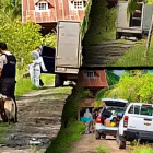 Agentes de Criminalística revisaron la zona de la finca donde estaba el cuerpo cubierto.