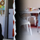 La víctima quedó inclinada sobre una silla del restaurante.