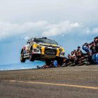Byron Jiménez e Israel Andrade, en su Citroen, durante la exigente competencia de rally.