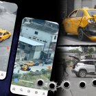 En este auto gris se desplazaban los asaltantes. Se encontraron evidencias.