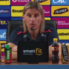 Sebastián Beccacece, en rueda de prensa el 11 de marzo.