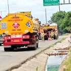 Este fue el charco que dejó el derrame de combustible.