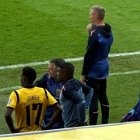 Darwin Guagua estaba listo para ingresar antes del gol de Venezuela.