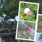 Dos de los fallecidos estaban sumergidos en el agua, junto a una motocicleta. También hallaron un carro quemado.