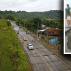 La carretera se ha fragmentado, a causa del deslizamiento de tierra.