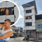 Lewinku Gracia García dentro del edificio que construyó con sus propias manos y en el que ha decidido quedarse.