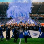 Joel Ordóñez y sus compañeros celebran la Copa de Bélgica.