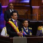 Daniel Noboa, Presidente de Ecuador, durante su primer discurso como primer mandatario.