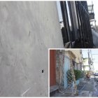 Una vivienda quedó con orificios de balas. En el sitio, este domingo aún estaban los arcos usados en el torneo.