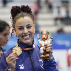 Jacqueline Factos con la ansiada medalla de oro panamericana, en México.