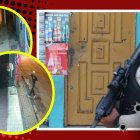 La puerta del negocio sufrió al menos siete impactos de proyectiles.